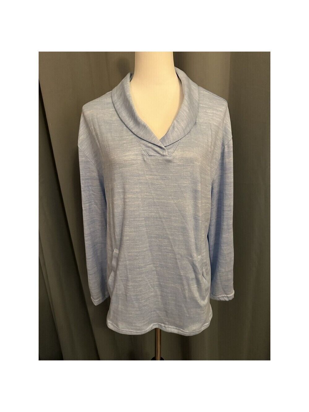 Muk Luks Pullover Top Woman Size L Lounge Cozy Knit Morning Butter Blue